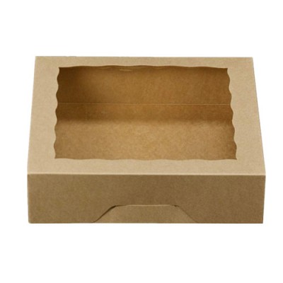 8 inch kraft cardboard cookie box with window disposable cake pastries boxes