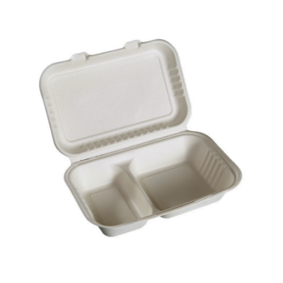 9*6inch Double Compartments Wheat Straw Clamshell Packing Box