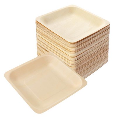 Wooden disposable plates biodegradable birch wood catering dish