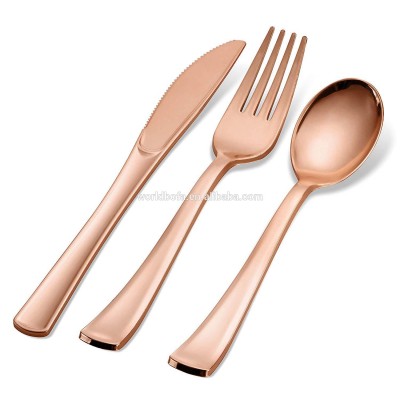 Premium Quality Rose Gold Cutlery Disposable Flatware Sets for Weddings