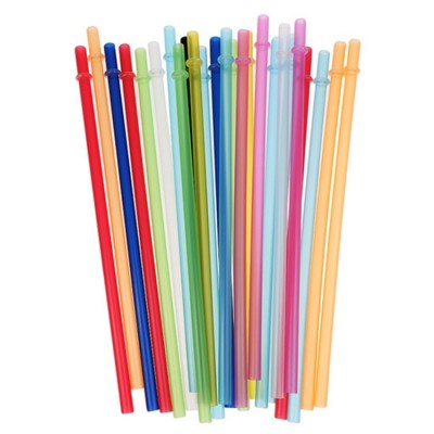 Customized Color Hard Plastic Stripe Straw For Double Wall Plastic Cup