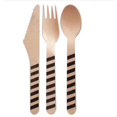 Custom printed wooden utensils disposable cutlery combo set