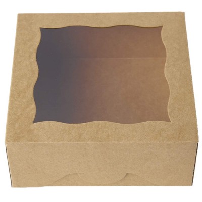 6 inch brown bakery boxes with PVC window pie kraft paper boxes